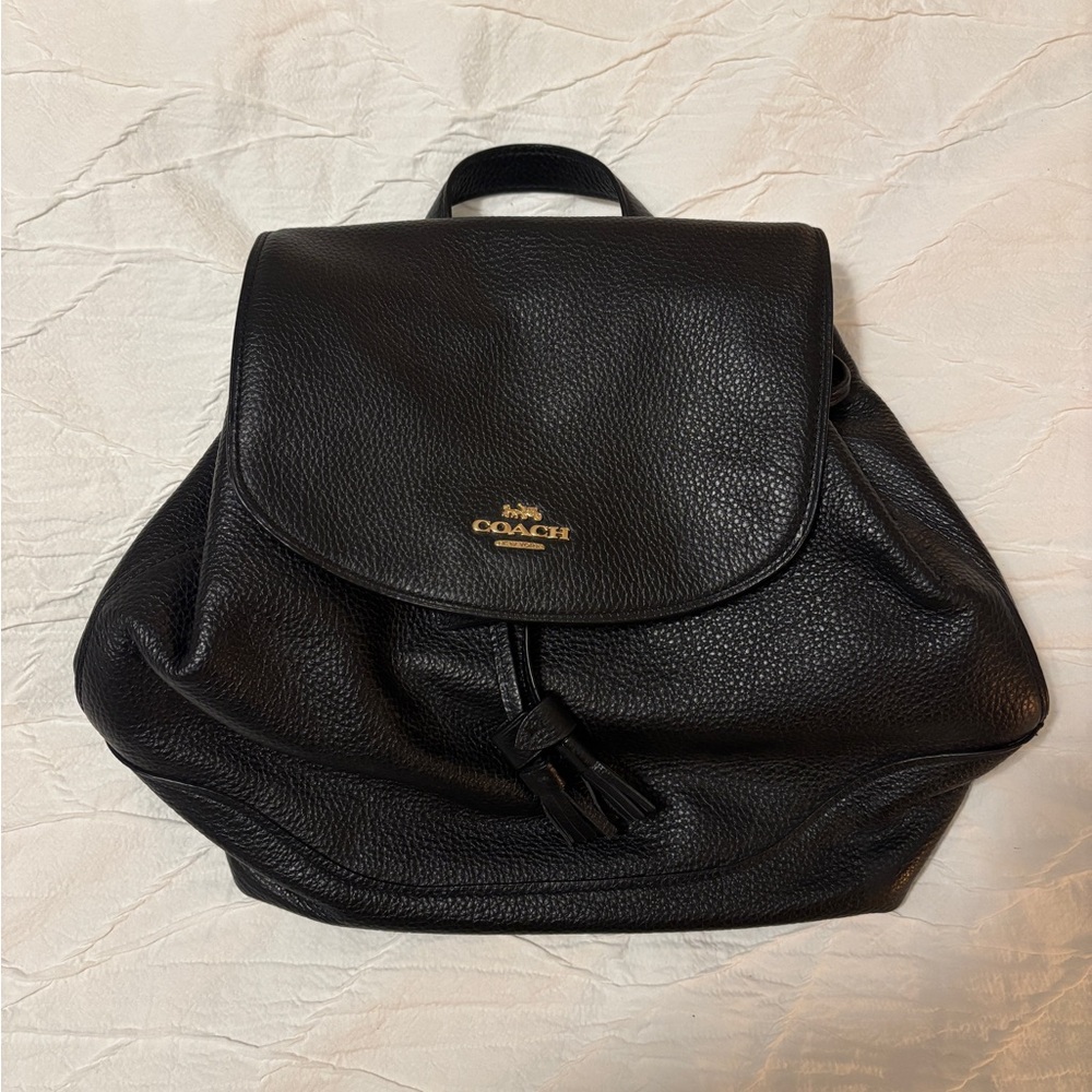 Coach Black Leather Backpack